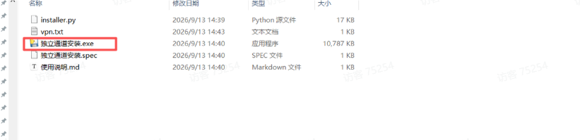 保存 vpn.txt 后再双击独立通道安装.exe